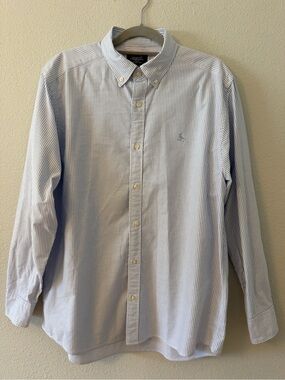 Charles Tyrwhitt Men’s Light Blue and White Pinstripe Dress Shirt
